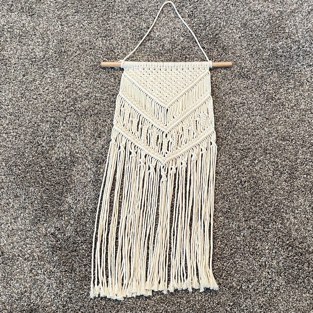 New Boho chic macramé Chevron pattern wall hanging.